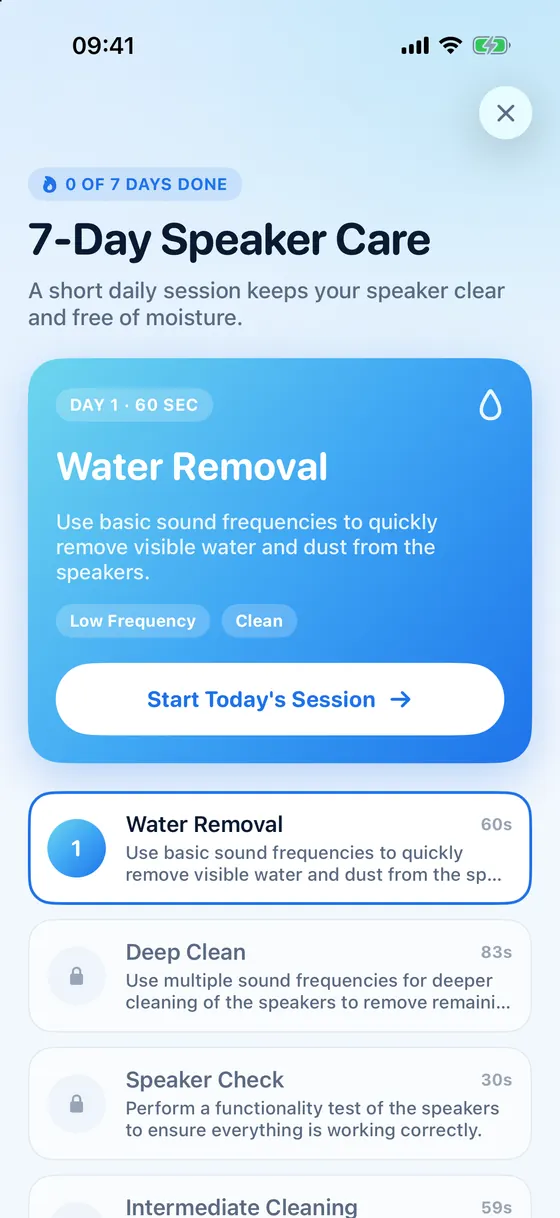 Wavex 7-day speaker care plan